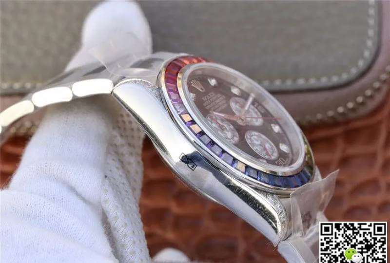 Rolex Daytona Cosmograph Rainbow 116595RBOW BL Factory 1:1 Best Edition Replica Watch Swiss ETA4130 Black Dial