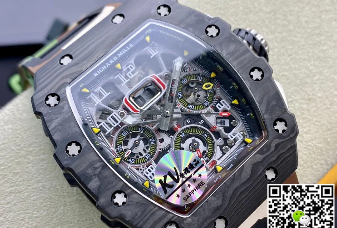 Richard Mille RM-011 KV Factory 1:1 Best Edition Replica Watch V2 Carbon Fiber Case