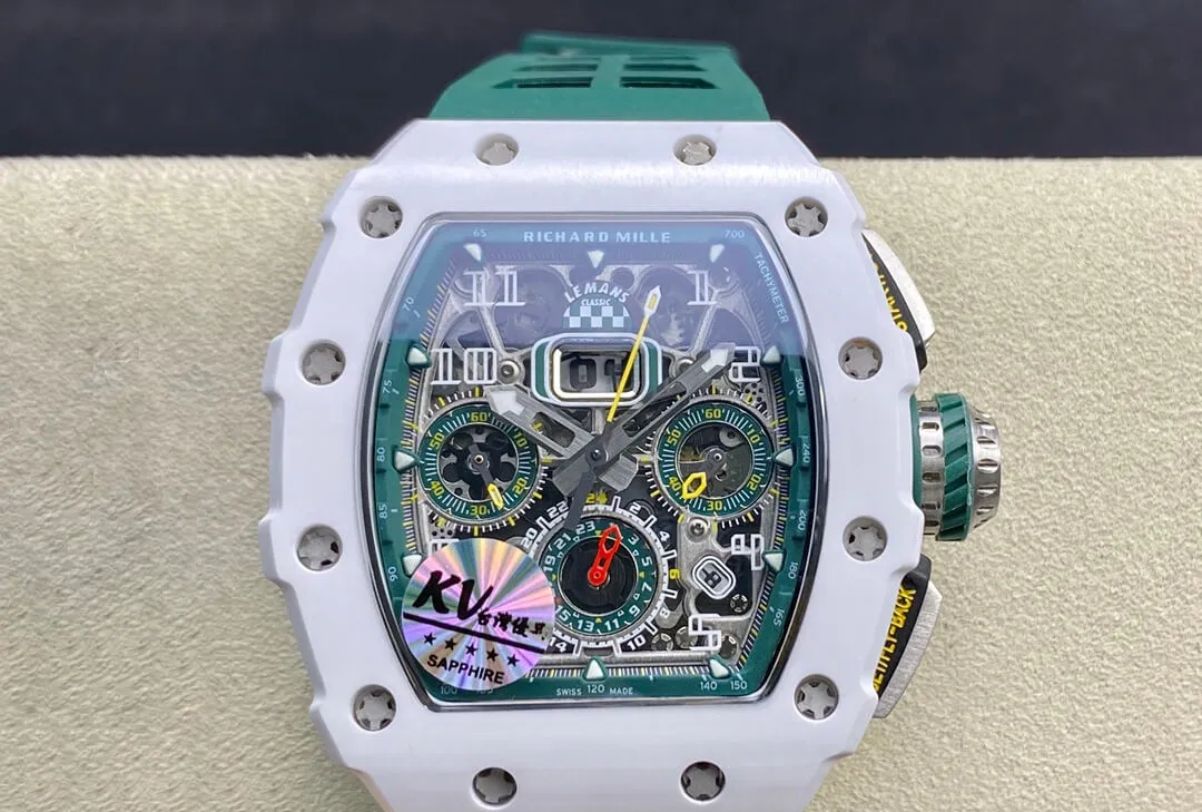 Richard Mille RM011-03 KV Factory 1:1 Best Edition Replica Watch Green Rubber Strap