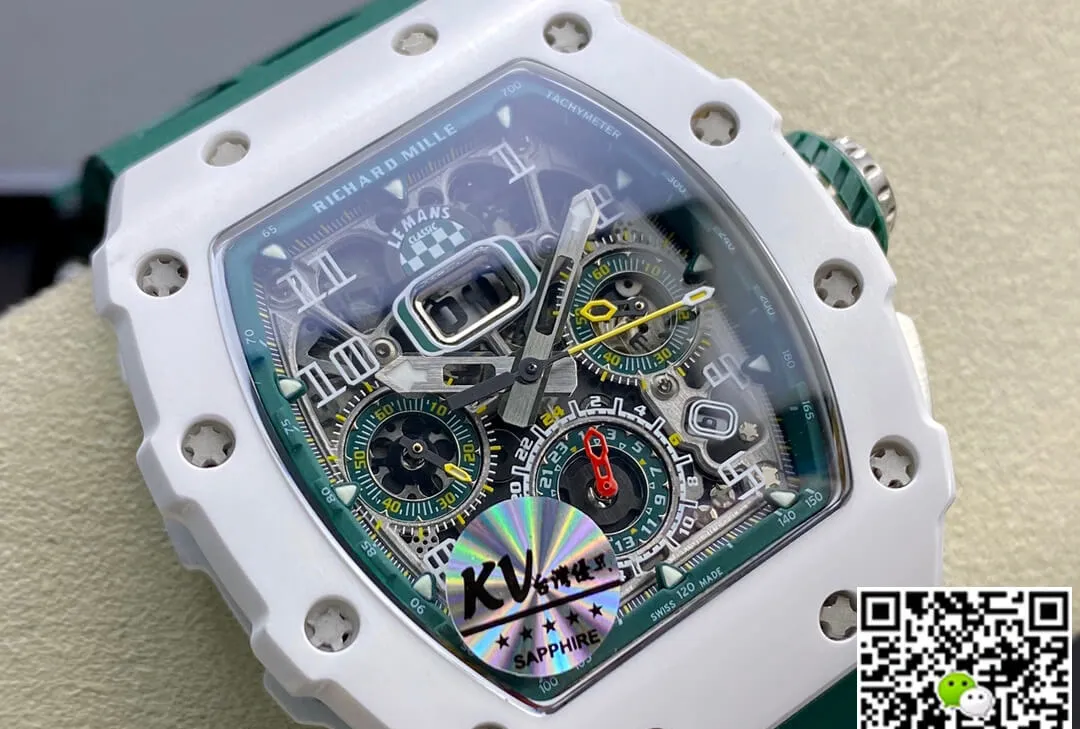 Richard Mille RM011-03 KV Factory 1:1 Best Edition Replica Watch Green Rubber Strap