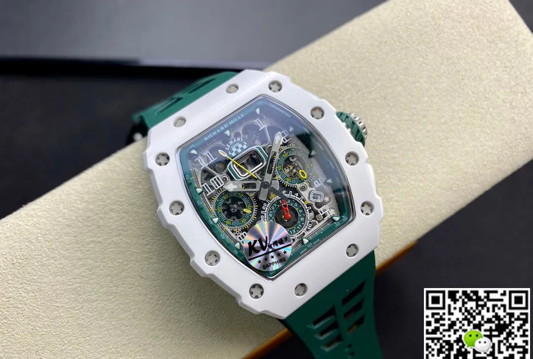 Richard Mille RM011-03 KV Factory 1:1 Best Edition Replica Watch Green Rubber Strap