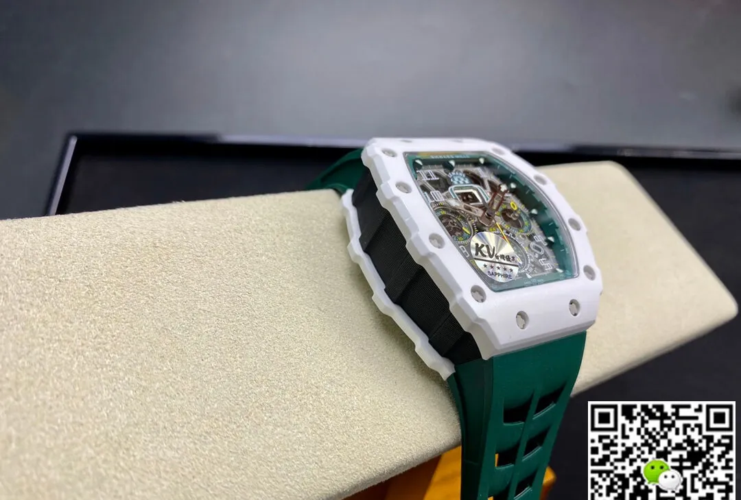 Richard Mille RM011-03 KV Factory 1:1 Best Edition Replica Watch Green Rubber Strap