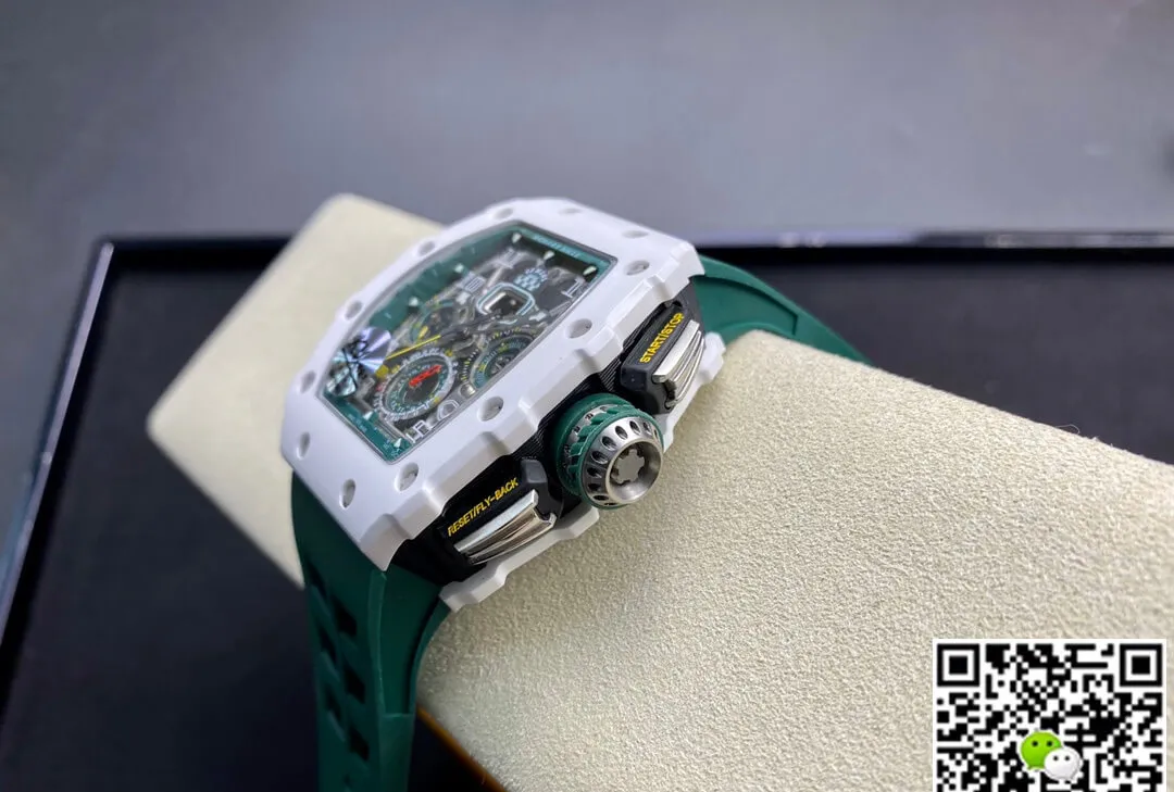 Richard Mille RM011-03 KV Factory 1:1 Best Edition Replica Watch Green Rubber Strap