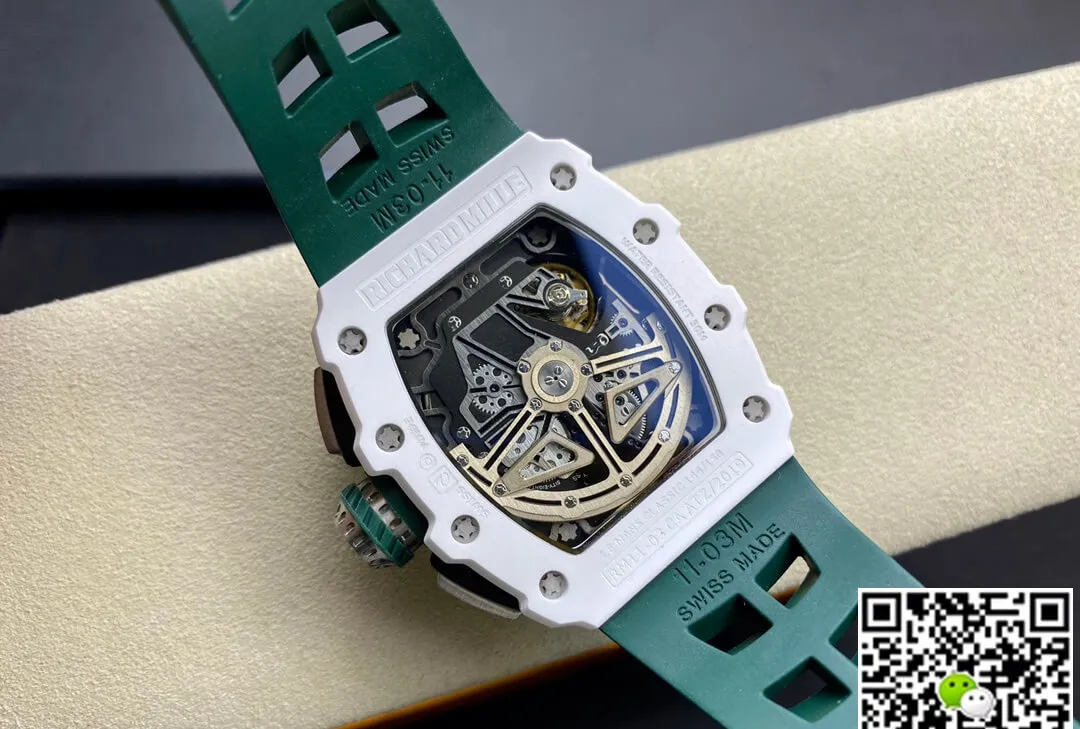 Richard Mille RM011-03 KV Factory 1:1 Best Edition Replica Watch Green Rubber Strap