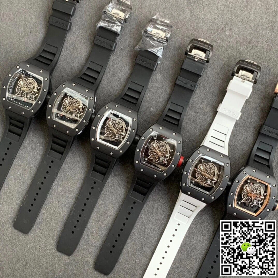 Richard Mille RM055 KV Factory 1:1 Best Edition Replica Watch V2 Black Rubber Strap