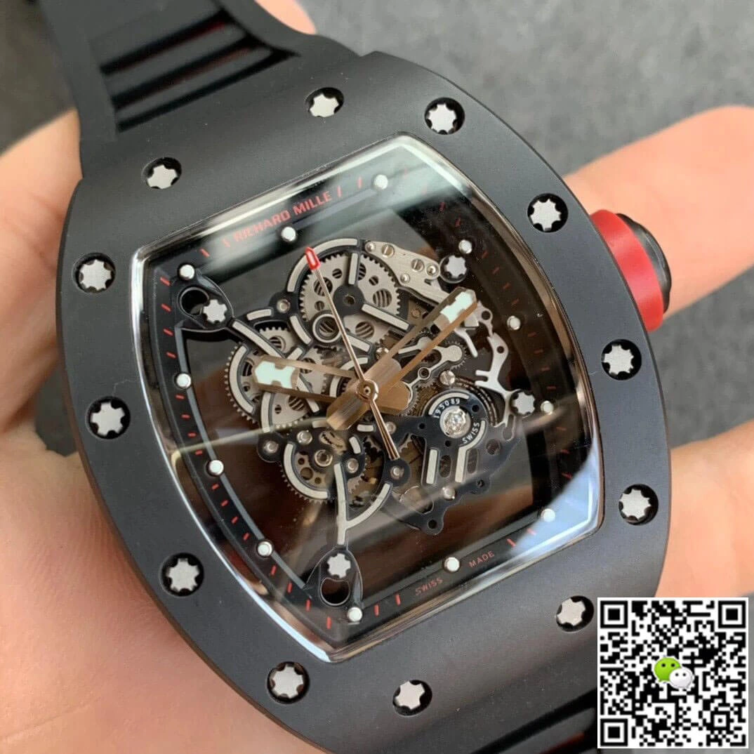 Richard Mille RM055 KV Factory 1:1 Best Edition Replica Watch V2 Black Rubber Strap
