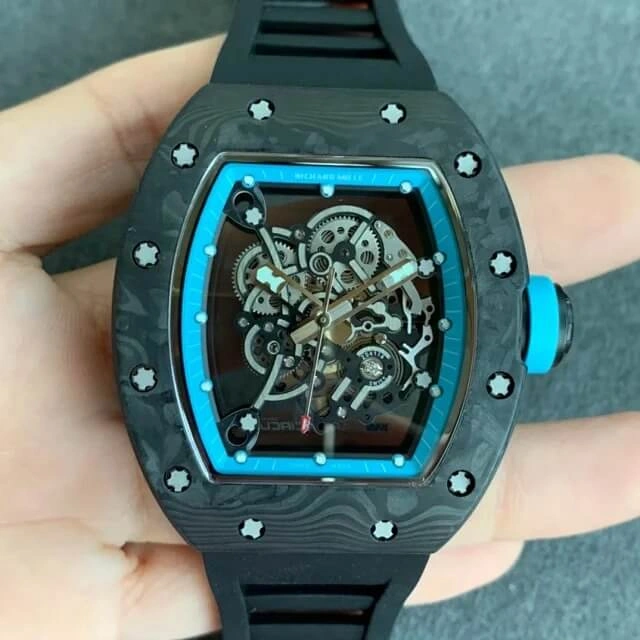 Richard Mille RM055 KV Factory 1:1 Best Edition Replica Watch V2 Carbon Black Strap