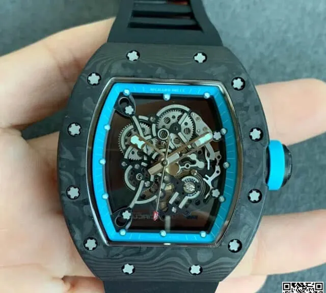 Richard Mille RM055 KV Factory 1:1 Best Edition Replica Watch V2 Carbon Black Strap