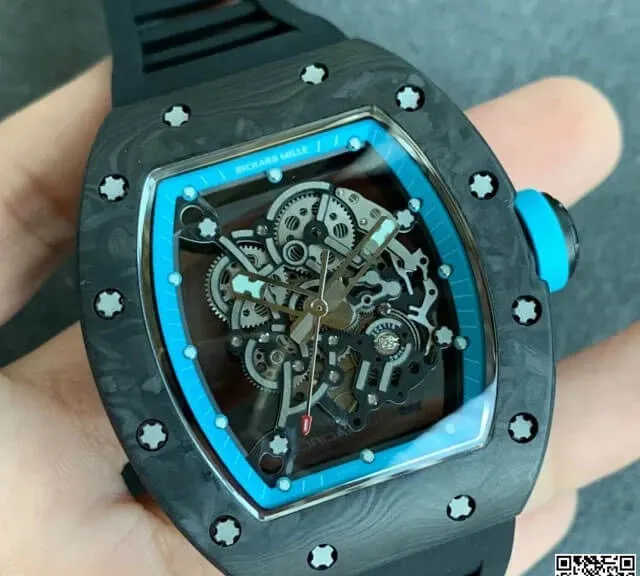 Richard Mille RM055 KV Factory 1:1 Best Edition Replica Watch V2 Carbon Black Strap