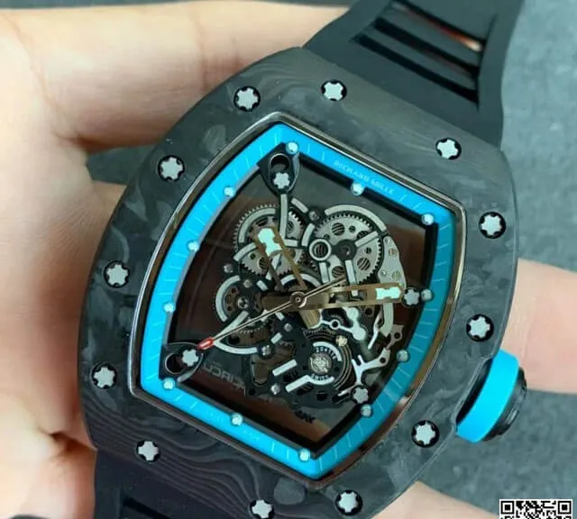 Richard Mille RM055 KV Factory 1:1 Best Edition Replica Watch V2 Carbon Black Strap