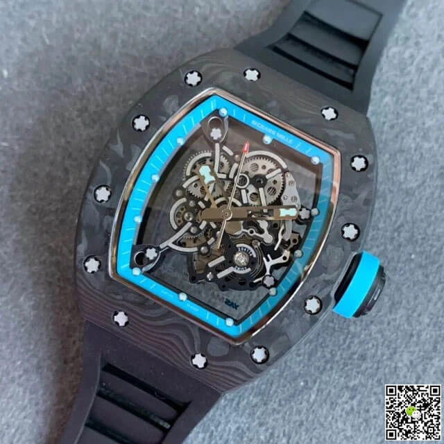 Richard Mille RM055 KV Factory 1:1 Best Edition Replica Watch V2 Carbon Black Strap