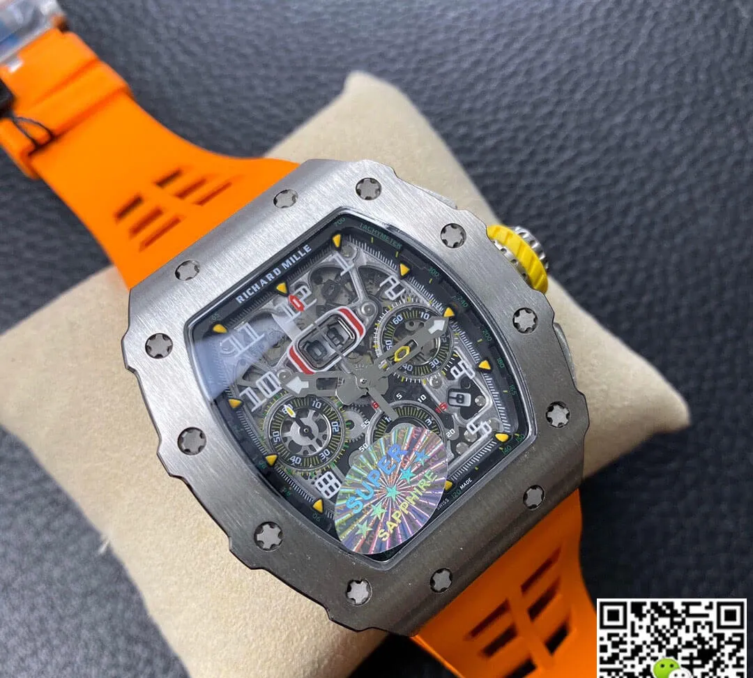 Richard Mille RM11-03 KV Factory 1:1 Best Edition Replica Watch Orange Rubber Strap