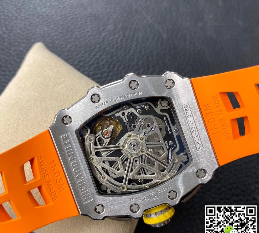 Richard Mille RM11-03 KV Factory 1:1 Best Edition Replica Watch Orange Rubber Strap