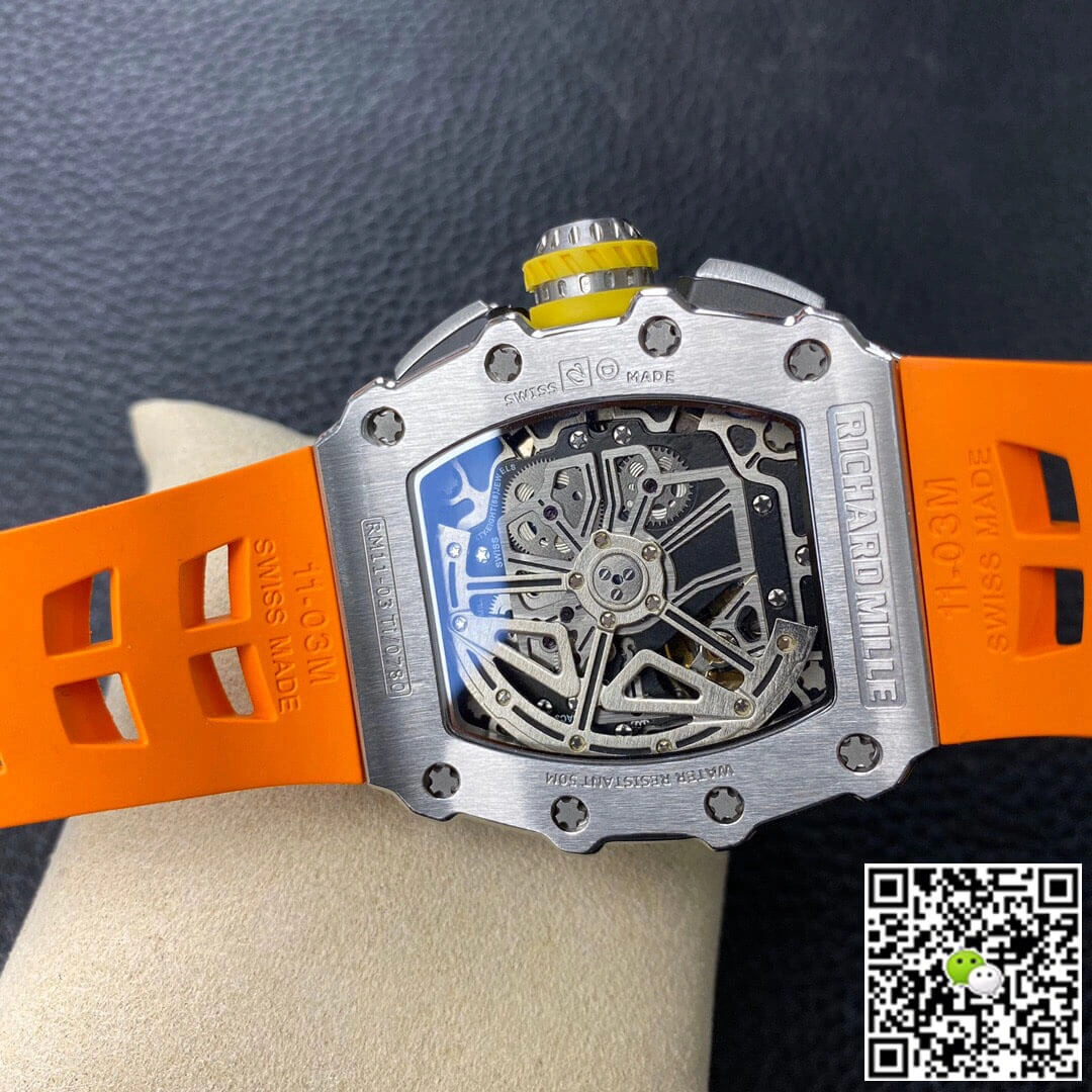 Richard Mille RM11-03 KV Factory 1:1 Best Edition Replica Watch Orange Rubber Strap
