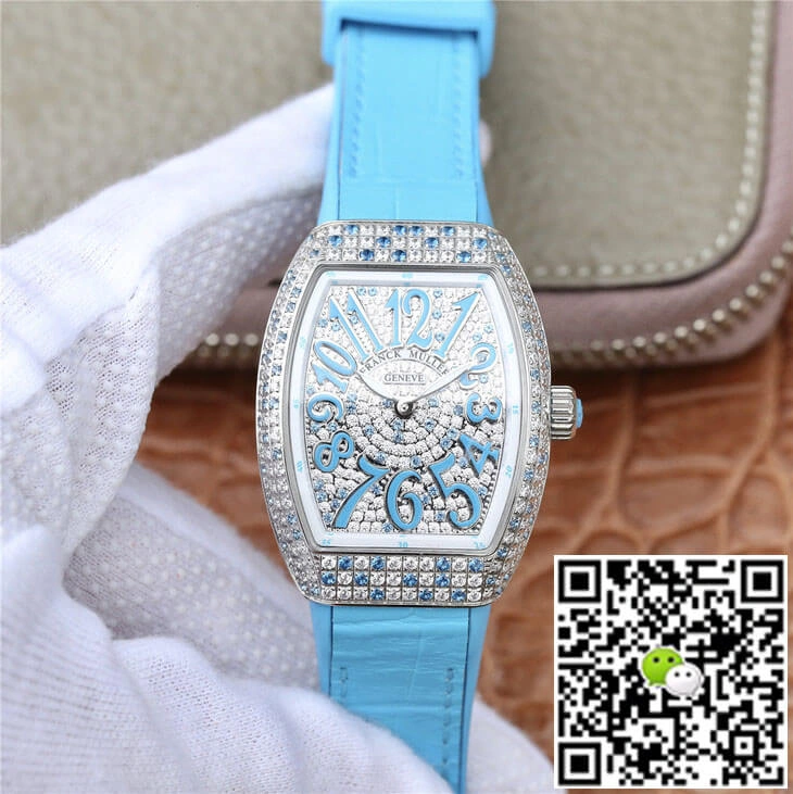 Franck Muller Ladies Collection V 32 SC AT FO D CD (BL) ABF Factory 1:1 Best Edition Replica Watch Blue Strap