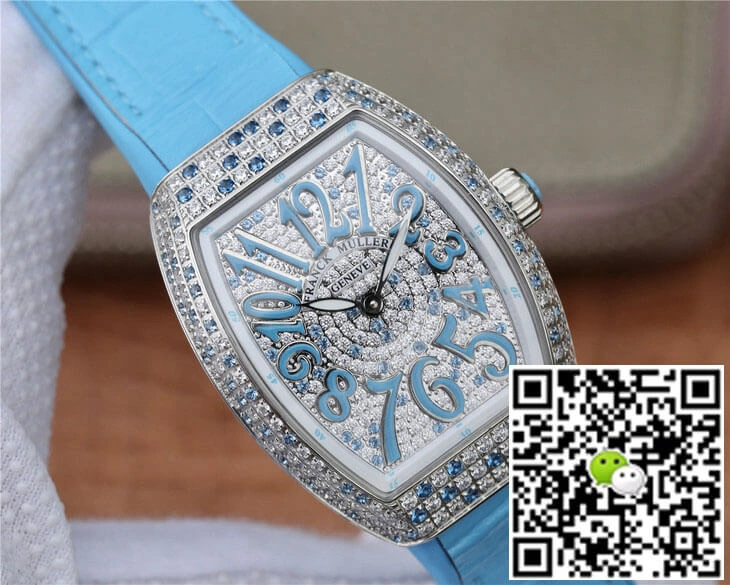 Franck Muller Ladies Collection V 32 SC AT FO D CD (BL) ABF Factory 1:1 Best Edition Replica Watch Blue Strap
