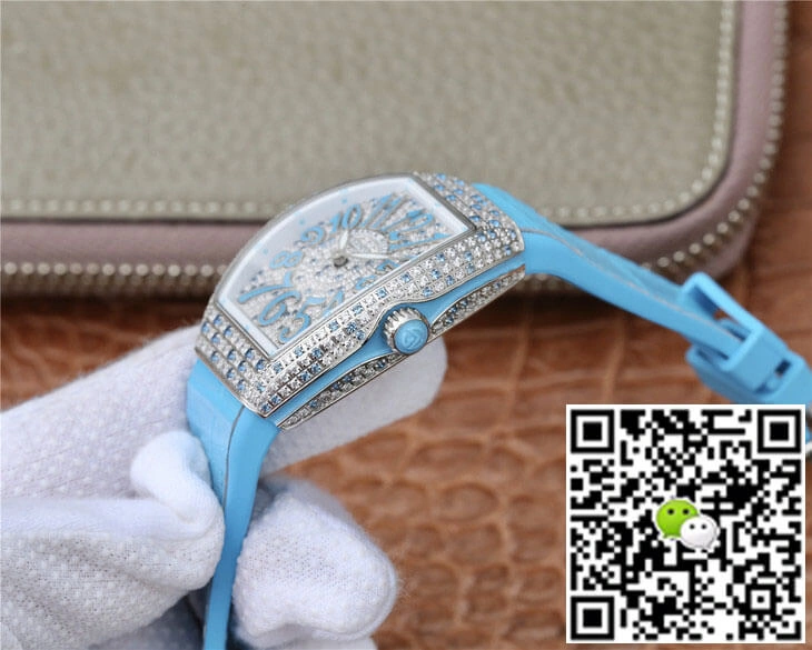 Franck Muller Ladies Collection V 32 SC AT FO D CD (BL) ABF Factory 1:1 Best Edition Replica Watch Blue Strap