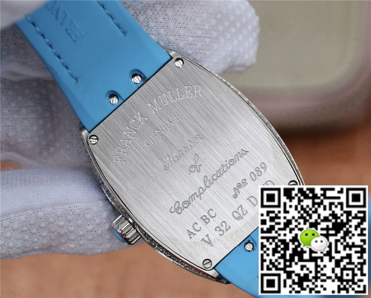 Franck Muller Ladies Collection V 32 SC AT FO D CD (BL) ABF Factory 1:1 Best Edition Replica Watch Blue Strap