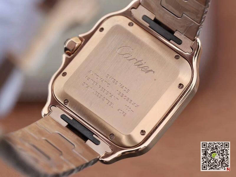 Cartier De Santos Stainless Steel Case BV Factory 1:1 Best Edition Replica Watch White Dial Swiss ETA9015 18K Gold White Dial