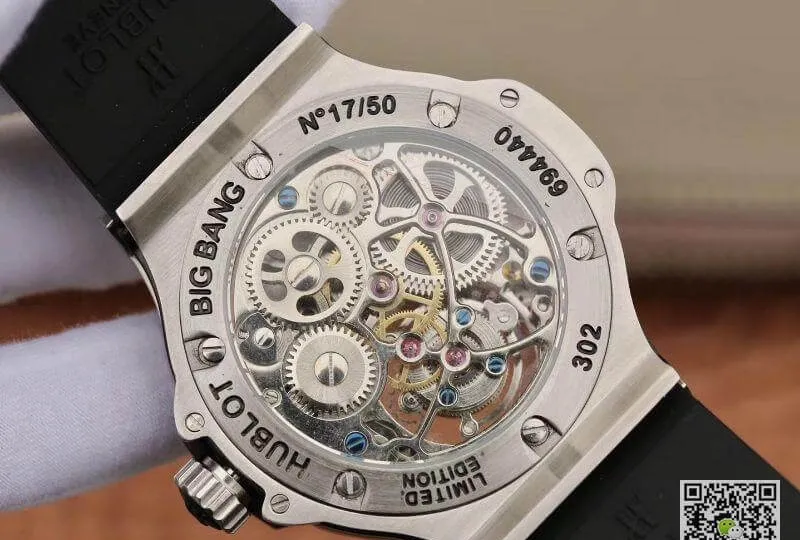 Hublot Classic Fusion 45mm Tourbillon With Diamond Gray Dial 1:1 Best Edition Replica Watch on Black Rubber Strap Swiss Tourbillon