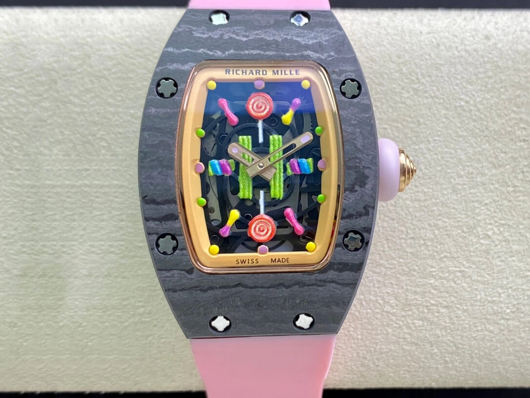 Richard Mille RM-07 Bon Bon RM Factory 1:1 Best Edition Replica Watch Pink Rubber Strap