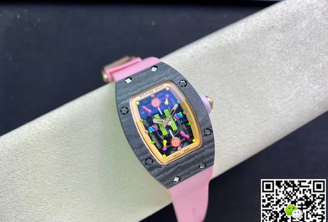 Richard Mille RM-07 Bon Bon RM Factory 1:1 Best Edition Replica Watch Pink Rubber Strap