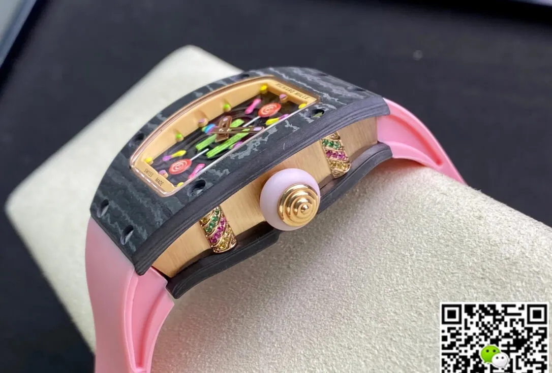 Richard Mille RM-07 Bon Bon RM Factory 1:1 Best Edition Replica Watch Pink Rubber Strap