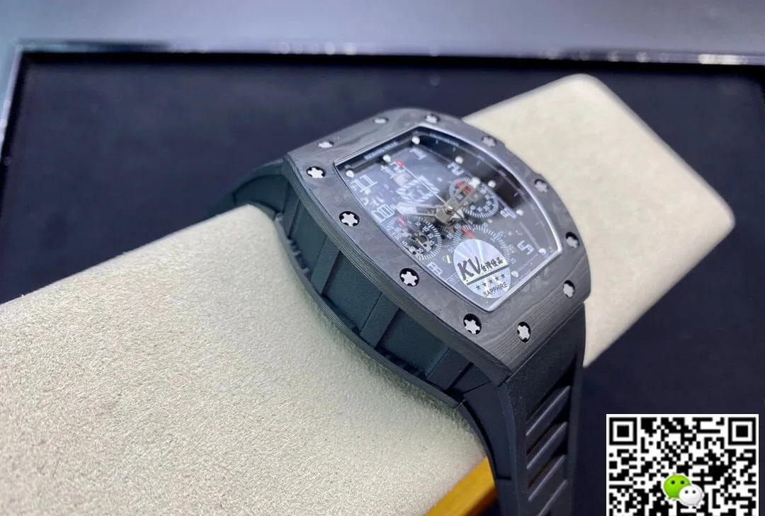Richard Mille RM011 KV Factory 1:1 Best Edition Replica Watch Carbon Fiber Rubber Strap