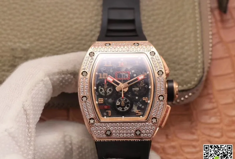 Richard Mille RM011 RG 5423 KV Factory 1:1 Best Edition Replica Watch Black Rubber Strap