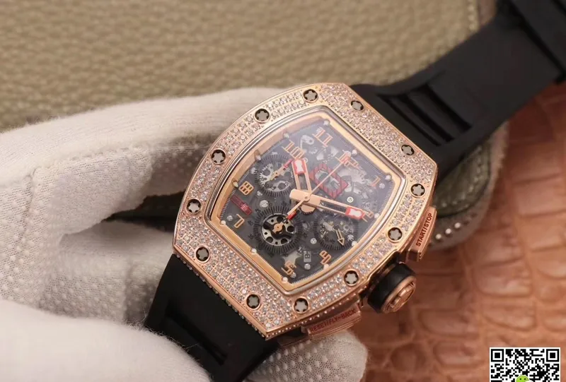 Richard Mille RM011 RG 5423 KV Factory 1:1 Best Edition Replica Watch Black Rubber Strap