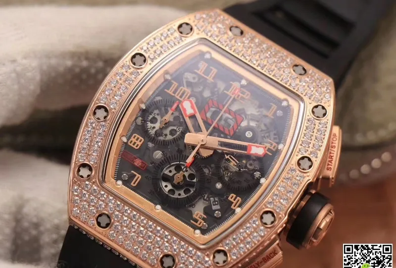 Richard Mille RM011 RG 5423 KV Factory 1:1 Best Edition Replica Watch Black Rubber Strap