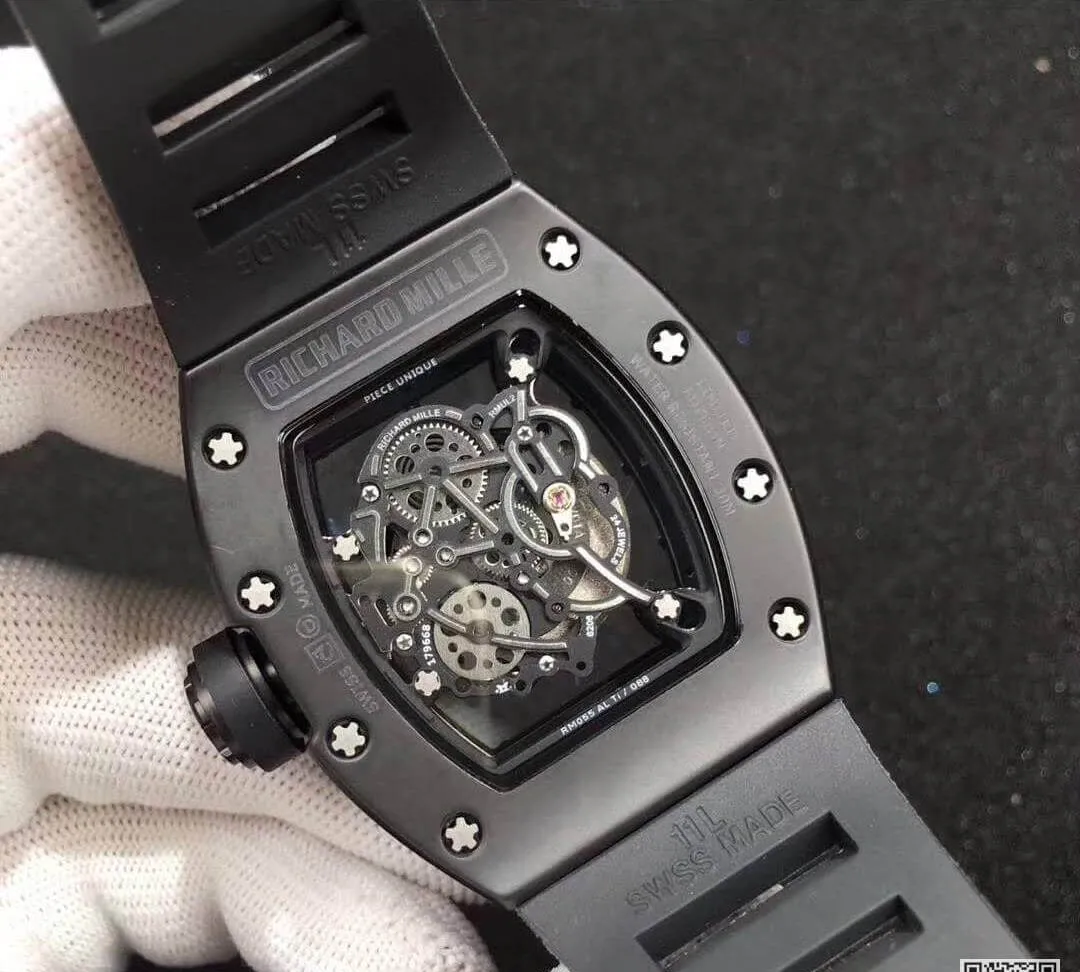 Richard Mille RM055 KV Factory 1:1 Best Edition Replica Watch Swiss ETA8215 Black Strap