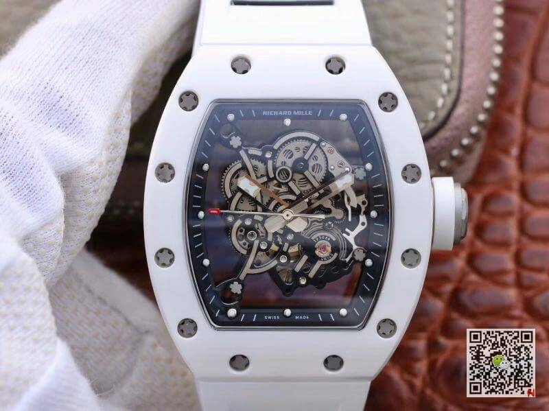 Richard Mille RM055 KV Factory 1:1 Best Edition Replica Watch Swiss ETA8215 White Strap