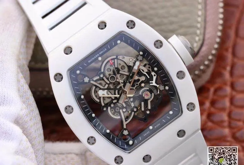 Richard Mille RM055 KV Factory 1:1 Best Edition Replica Watch Swiss ETA8215 White Strap