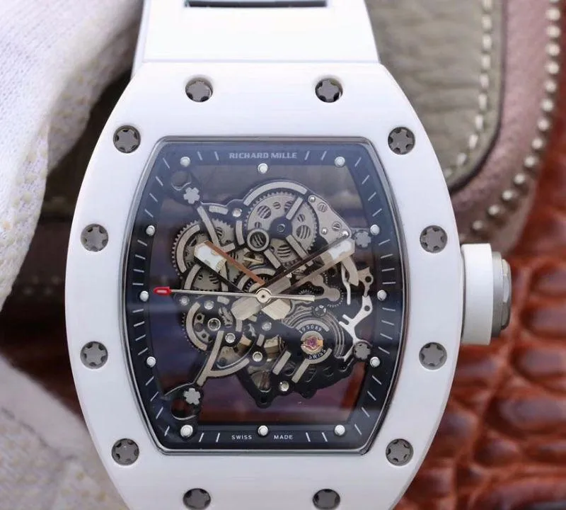 Richard Mille RM055 KV Factory 1:1 Best Edition Replica Watch Swiss ETA8215 White Strap