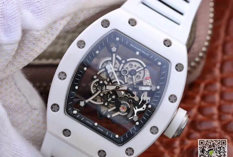 Richard Mille RM055 KV Factory 1:1 Best Edition Replica Watch Swiss ETA8215 White Strap