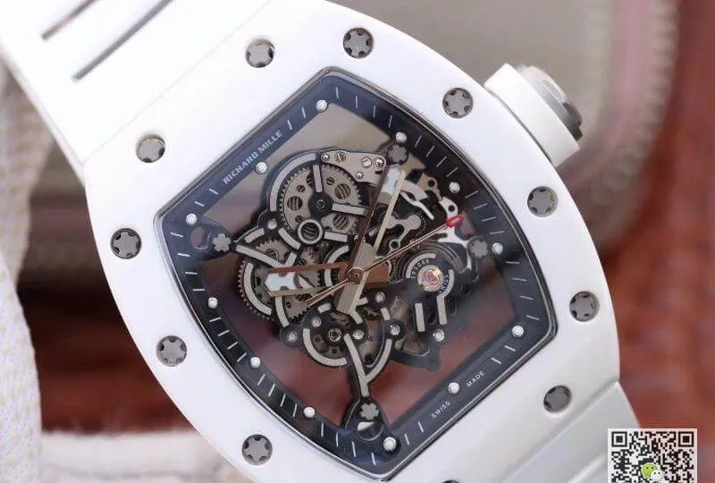 Richard Mille RM055 KV Factory 1:1 Best Edition Replica Watch Swiss ETA8215 White Strap
