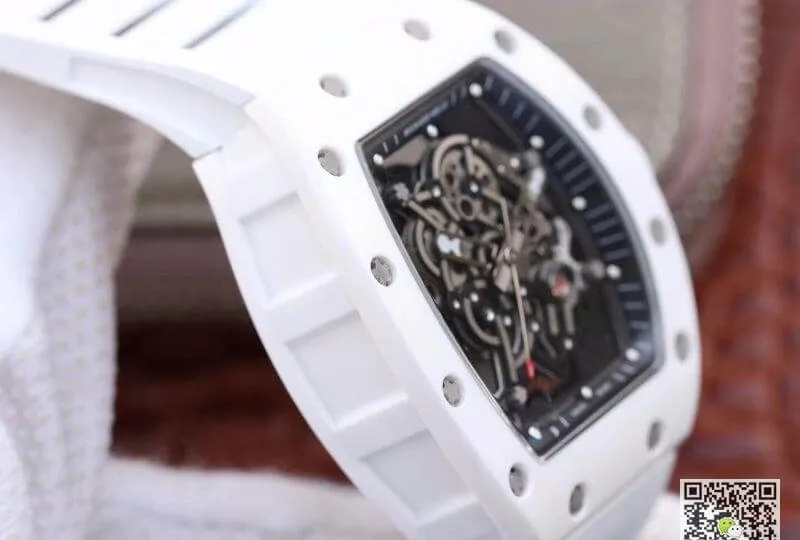 Richard Mille RM055 KV Factory 1:1 Best Edition Replica Watch Swiss ETA8215 White Strap