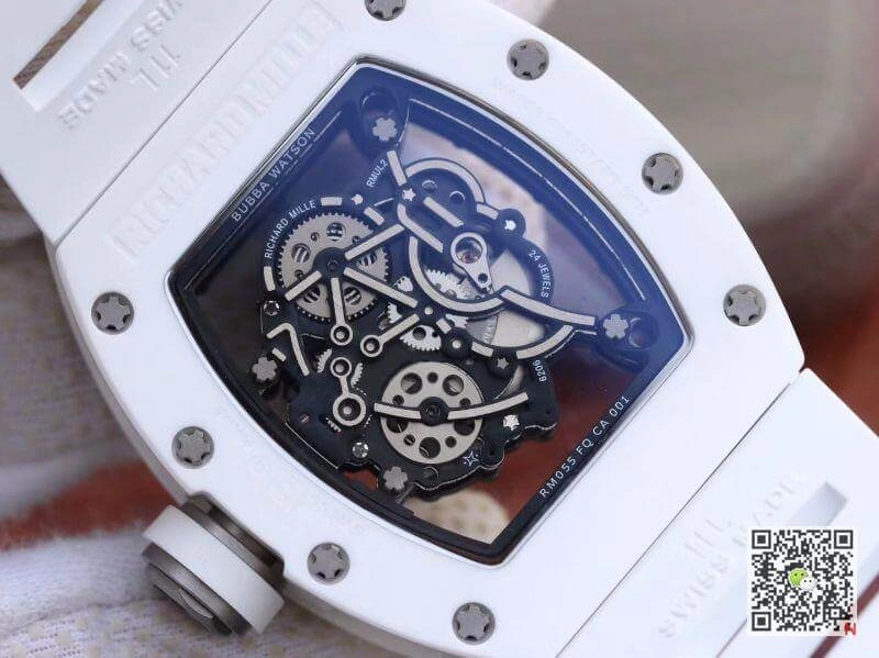 Richard Mille RM055 KV Factory 1:1 Best Edition Replica Watch Swiss ETA8215 White Strap