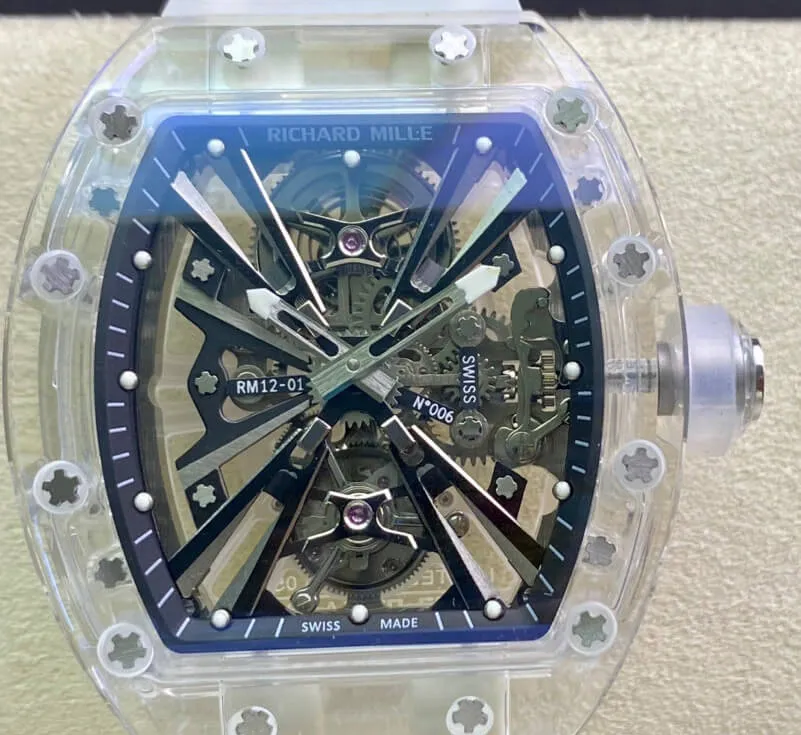 Richard Mille RM12-01 RM Factory 1:1 Best Edition Replica Watch Transparent White Strap