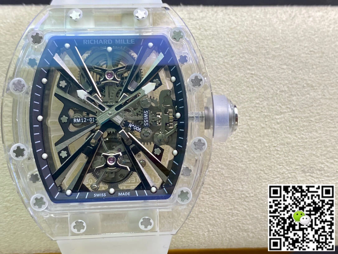 Richard Mille RM12-01 RM Factory 1:1 Best Edition Replica Watch Transparent White Strap
