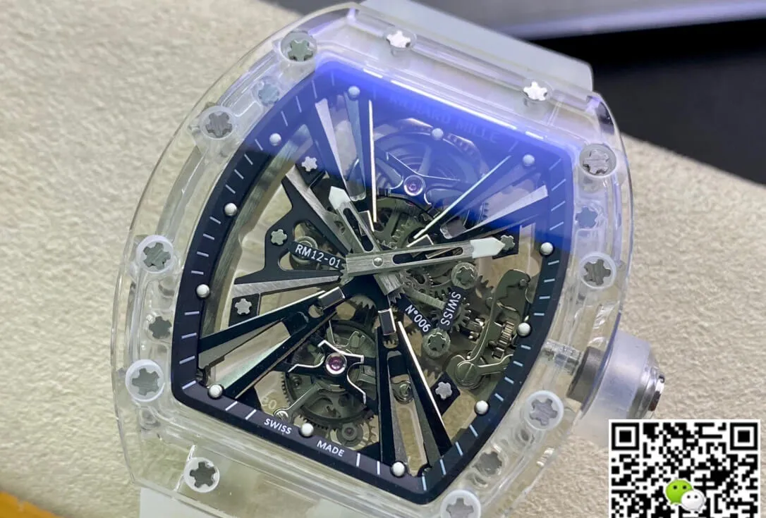 Richard Mille RM12-01 RM Factory 1:1 Best Edition Replica Watch Transparent White Strap