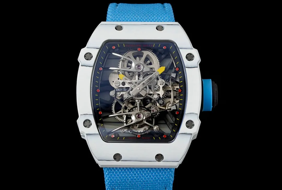Richard Mille RM27-02 Rafael Nadal Tourbillon RM Factory 1:1 Best Edition Replica Watch Blue Strap Skeleton Dial