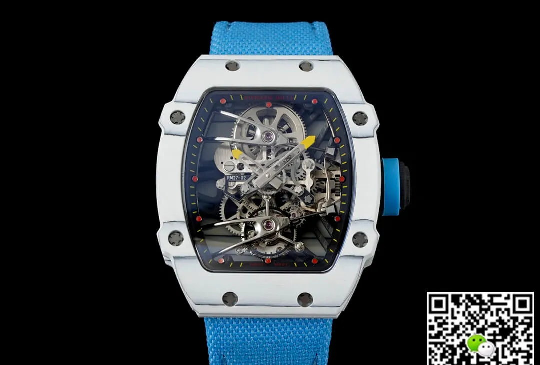Richard Mille RM27-02 Rafael Nadal Tourbillon RM Factory 1:1 Best Edition Replica Watch Blue Strap Skeleton Dial