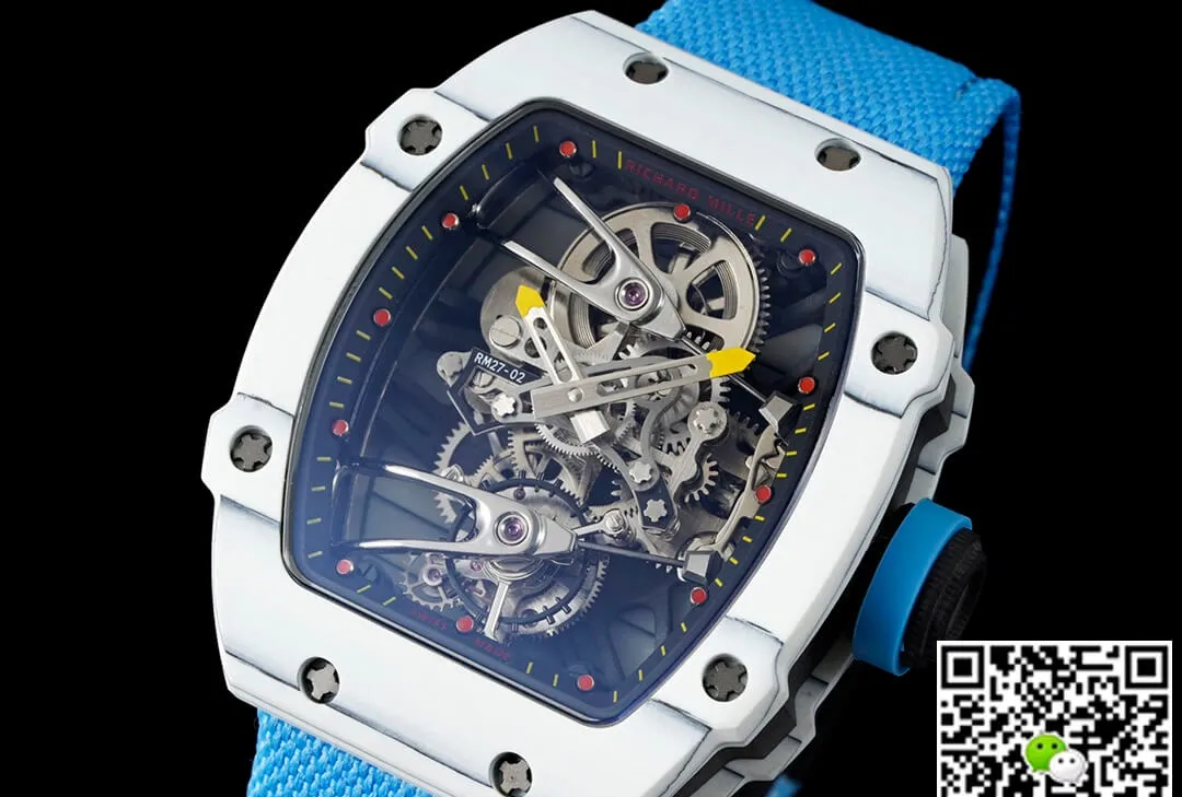 Richard Mille RM27-02 Rafael Nadal Tourbillon RM Factory 1:1 Best Edition Replica Watch Blue Strap Skeleton Dial