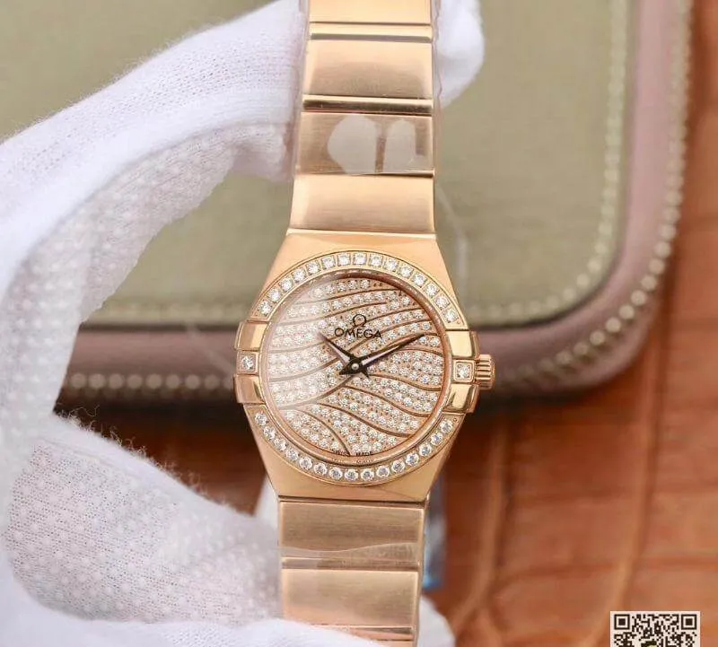Omega Constellation 27mm Quartz Ladies 18K Rosegold TW Factory 1:1 Best Edition Replica Watch Swiss Eta Quartz 1376