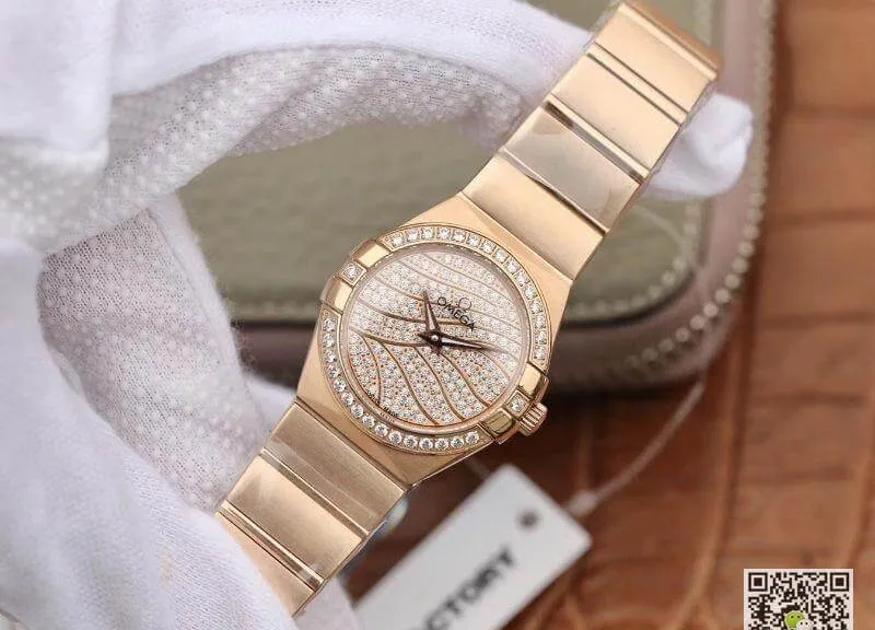 Omega Constellation 27mm Quartz Ladies 18K Rosegold TW Factory 1:1 Best Edition Replica Watch Swiss Eta Quartz 1376