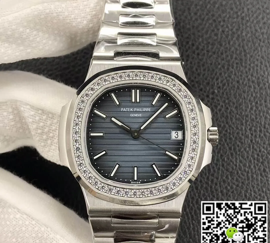 Patek Philippe Nautilus 5713 1G-010 3K Factory 1:1 Best Edition Replica Watch Diamond-Set Bezel