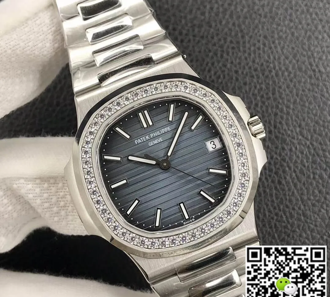 Patek Philippe Nautilus 5713 1G-010 3K Factory 1:1 Best Edition Replica Watch Diamond-Set Bezel