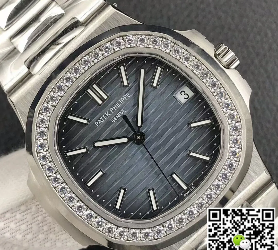 Patek Philippe Nautilus 5713 1G-010 3K Factory 1:1 Best Edition Replica Watch Diamond-Set Bezel